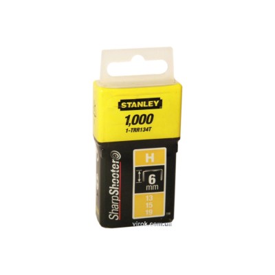 Скоби для степлера STANLEY "Light Duty" "H" 6 мм 1000 шт 1-TRR134T Скоби для степлера STANLEY "Light Duty" "H" 6 мм 1000 шт 1-TRR134T