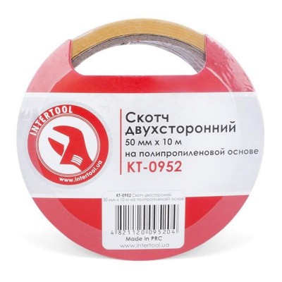 Скотч двухсторонний 50 мм*10 м на полипропиленовой основе Intertool KT-0952