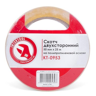 Скотч двухсторонний 50 мм*25 м на полипропиленовой основе Intertool KT-0953