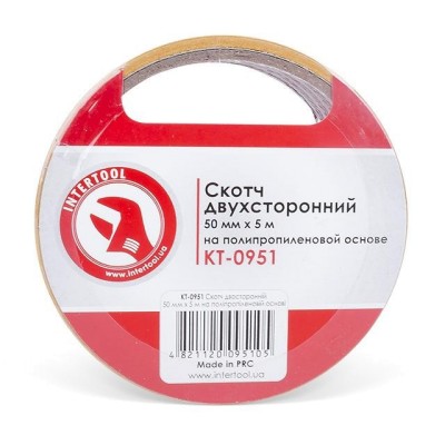 Скотч двухсторонний 50 мм*5 м на полипропиленовой основе Intertool KT-0951