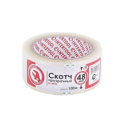 Скотч прозрачный 48мм*100м*44мкм Intertool KT-0903
