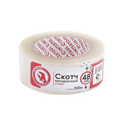 Скотч прозрачный 48мм*200м*44мкм Intertool KT-0904