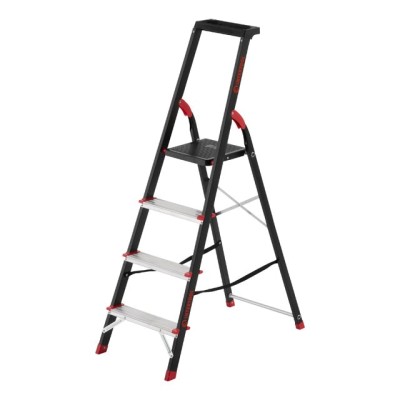 Драбина 4 сходинки, лоток для інвентарю, сталевий профіль, висота верхнього ступеня 850мм, 433х821х1350мм, 150кг Intertool LT-0054