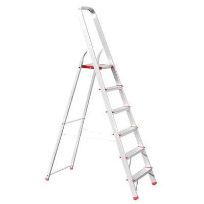 Стремянка алюминиевая 6 ступеней, высота до платформы 1280мм Intertool LT-1006