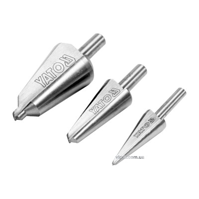 Свердла конусні по металу та ПВХ YATO 3-14 мм 8-20 мм 16-30 мм HSS 4241 3 шт YT-44730