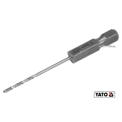 Свердло по металу YATO 1.5 x 57/26 мм HEX-1/4" HSS 6542 для нержавіючої конструктивної легованої сталі YT-44860