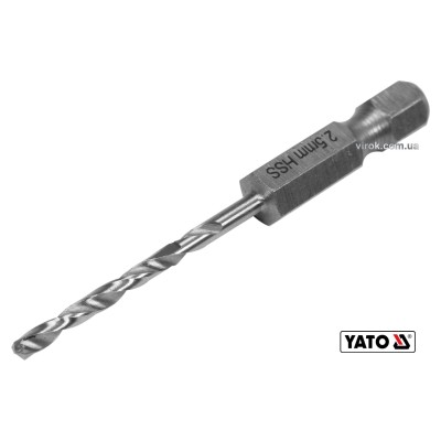 Свердло по металу YATO 2.5 x 57/26 мм HEX-1/4" HSS 6542 для нержавіючої конструктивної легованої сталі YT-44862