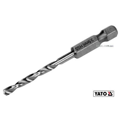 Свердло по металу YATO 3.5 x 70/38 мм HEX-1/4" HSS 6542 для нержавіючої конструктивної легованої сталі YT-44865