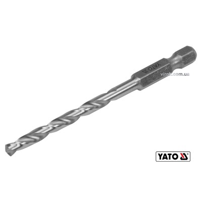 Свердло по металу YATO 4.5 x 80/47 мм HEX-1/4" HSS 6542 для нержавіючої конструктивної легованої сталі YT-44868