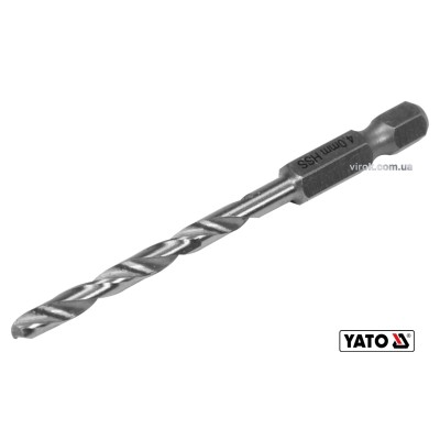 Свердло по металу YATO 4 x 75/43 мм HEX-1/4" HSS 6542 для нержавіючої конструктивної легованої сталі YT-44866