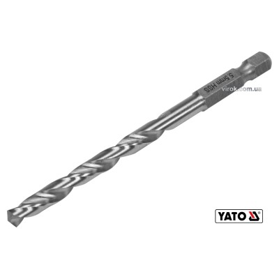 Свердло по металу YATO 5.5 x 93/57 мм HEX-1/4" HSS 6542 для нержавіючої конструктивної легованої сталі YT-44871