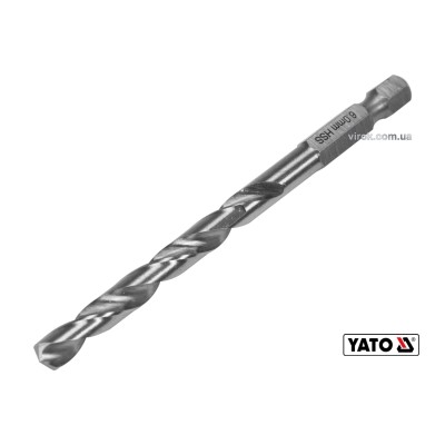 Свердло по металу YATO 6 x 93/57 мм HEX-1/4" HSS 6542 для нержавіючої конструктивної легованої сталі YT-44872