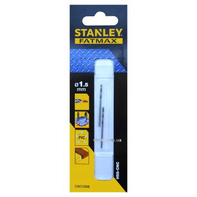Сверло скоростное по металлу, дереву, пластику STANLEY 1.5 мм STA51008-QZ