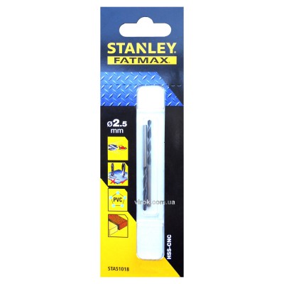 Сверло скоростное по металлу, дереву, пластику STANLEY 2.5 мм STA51018-QZ