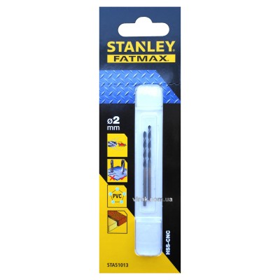 Сверло скоростное по металлу, дереву, пластику STANLEY 2 мм STA51013-QZ