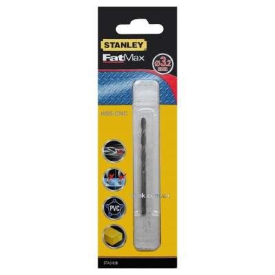 Сверло скоростное по металлу, дереву, пластику STANLEY 3.2 мм STA51028-QZ