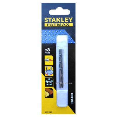 Сверло скоростное по металлу, дереву, пластику STANLEY 3 мм STA51023-QZ