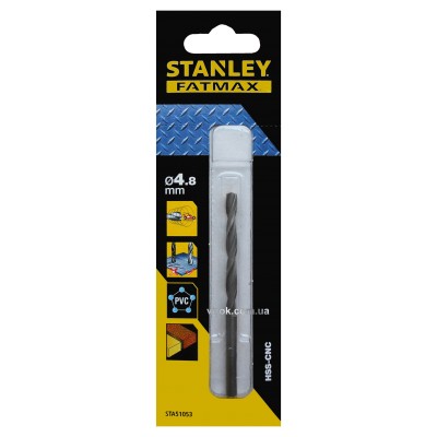 Сверло скоростное по металлу, дереву, пластику STANLEY 4.8 мм STA51053-QZ Сверло скоростное по металлу, дереву, пластику STANLEY 4.8 мм STA51053-QZ