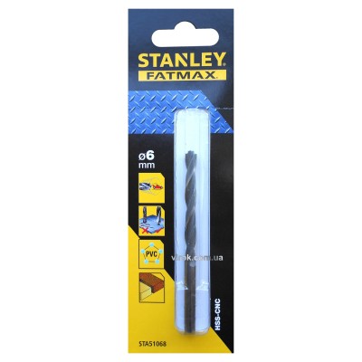 Сверло скоростное по металлу, дереву, пластику STANLEY 6 мм STA51068-QZ Сверло скоростное по металлу, дереву, пластику STANLEY 6 мм STA51068-QZ