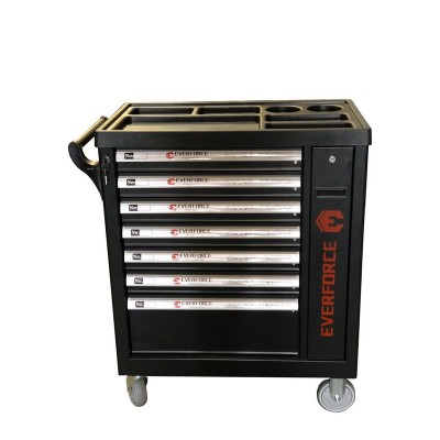 Візок інструментальний 7-ми полковий з дод. бічний секцією (чорна) (970х790х460мм; полиці: 500х400х65мм-6шт, 500х400х200-1шт; секція: 400х680мм) EVERFORCE EF-2205