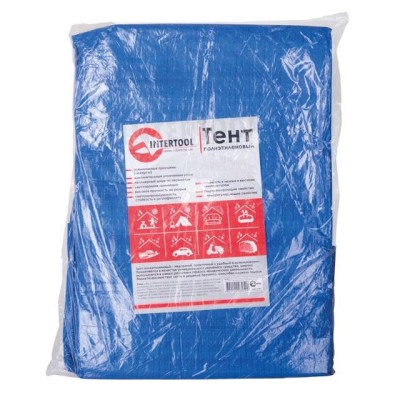 Тент синій, поліетиленовий, щільністю 65г/м², з вухами та двосторонньою ламінацією, 3*5м Intertool AB-0305