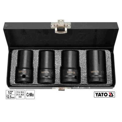 Торцевые ударные головки для демонтажа крепежных болтов YATO 1/2" 55 мм М17-26 4 шт YT-06030