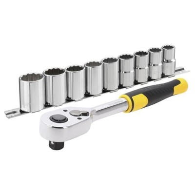 Тріщатка з головками STANLEY : квадрвт 1/2 ", 72 Зубці. крок 5* + 9 торц. гол. [10 од.] STMT82671-0