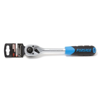 Трещотка реверсивная двухсторонняя с резиновой ручкой 1/2"-3/8" (L-250мм,72зуб.)в пластиковом держателе Forsage F-802421