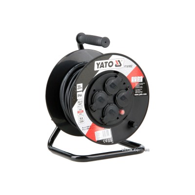 Удлинитель электрический на катушке YATO 20 м 1.5 мм? 4 гнезда 3-жильный YT-81052