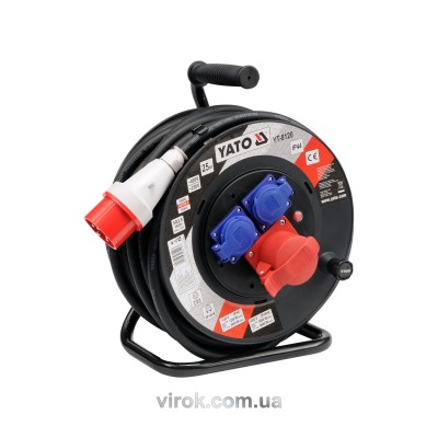 Удлинитель электрический на катушке YATO 25 м 2.5 мм? 4 гнезда 5-жильный YT-8120