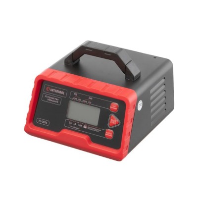 Устройство зарядное для аккумуляторов 12 В-2/6/10 А, 24 В-2/6 А, 2.2-200 Ач, LCD-дисплей, режим восстановления аккумулятора, с микропроцессором Intertool AT-3025