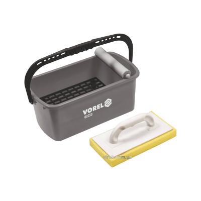Ведро пластиковое с валиком и теркой с губкой для плиточных работ VOREL 10 л 41.5 х 22 х 17.5 см 00250 Ведро пластиковое с валиком и теркой с губкой для плиточных работ VOREL 10 л 41.5 х 22 х 17.5 см 00250