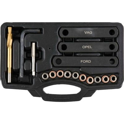 Засоби для ремонту різьби гальмівних супортів FORD/OPEL/VAG YATO, М9х1,25; 16 елем. YT-17700