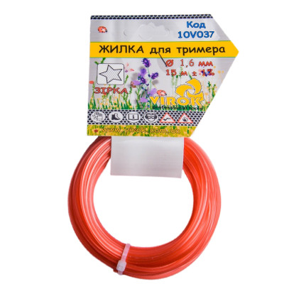 Жилка для тримера "ЗІРКА" TM VIROK : ?= 1,6 мм, l= 15 м 10V037 Жилка для тримера "ЗІРКА" TM VIROK : ?= 1,6 мм, l= 15 м 10V037