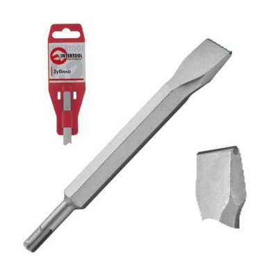 Зубило плоске SDS-PLUS 17х400х25 мм з переможною напайкою Intertool SD-0451