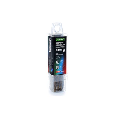 Свердло по металу кобальтове HSS-Co/M35 ?3.0мм (пач 10шт) APRO 830707