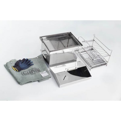 Коптильня з гідрозатвором з нержавіючої сталі товщина 1,5мм 400*300*330мм із чохлом та рукавичками СИЛА 960002