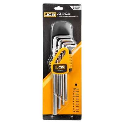 Набор Г-подоб. ключей экстра длинных HEX 10 ед. (1,27-10 мм) JCB Tools JCB-5102XL