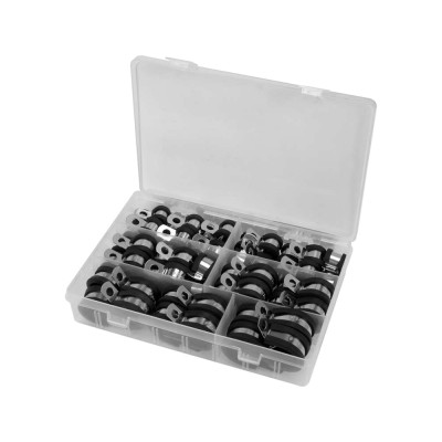 Хомути металево гумові Yato : Ø= 6, 8, 10, 13, 16, 19 мм, 52 шт YT-067834