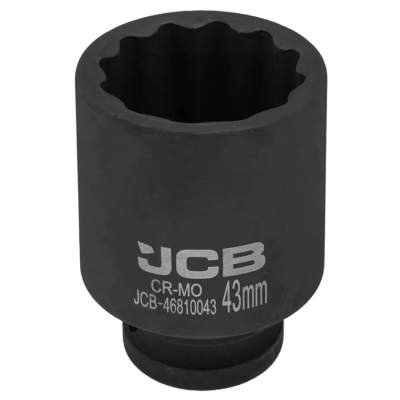 Головка торцева ударна глибока 3/4" 43 мм (12-гранна) JCB Tools JCB-46810043 Головка торцева ударна глибока 3/4" 43 мм (12-гранна) JCB Tools JCB-46810043