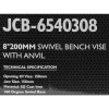 Тиски стальные поворотные с наковальней 8" (200мм) JCB Tools JCB-6540308