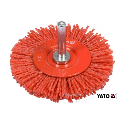 Щетка дисковая зачистная с нейлона для дрели Yato Ø75 мм 4500 об/мин с хвостовиком Ø6 мм YT-47791