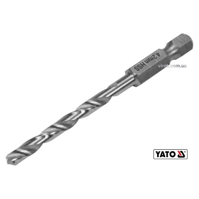 Свердло по металу Yato 4.2 x 75/43 мм HEX-1/4" HSS 6542 для нержавіючої конструктивної легованої сталі YT-44867