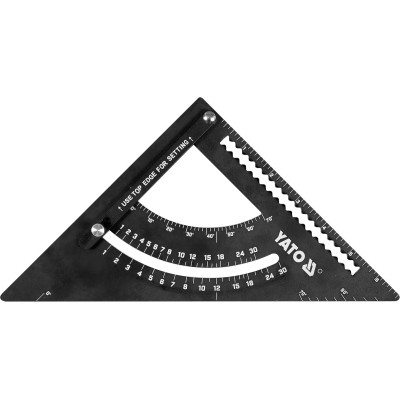 Кутник алюмінієвий 90°-45°-45° Yato l= 170 мм з транспортиром і стрілкою YT-70782