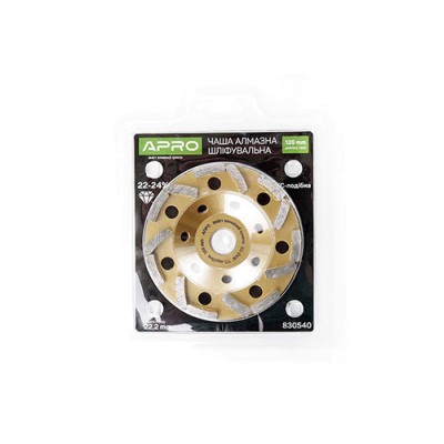 Чаша алмазная шлифовальная 125 мм 22-24% ТС-образная APRO 830540