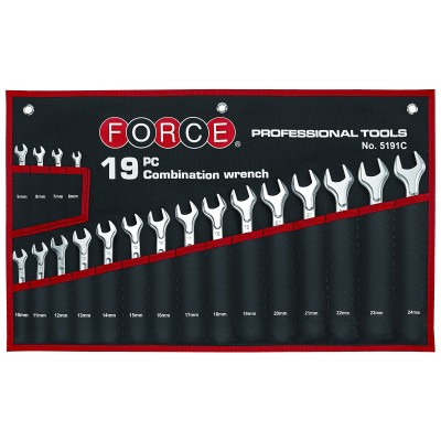 Набір ключів ріжково-накидних на полотні 19 пр. 6-24 мм FORCE 5191C