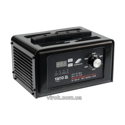Пуско-зарядний пристрій для акумуляторів 12/24 В Yato 50-600 Ач 10/30 А (12 В) 7.5/15 А (24 В) YT-83052