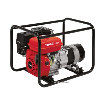 Генератор ел.струму бензиновий Yato: W=2.5 кВт, U=230 В, витрата- 0.6л/г, бак- 3.6л з блок.перенав. YT-85453
