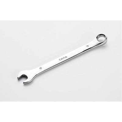 Ключ рожково-накидной полированный CrV 9мм СИЛА 201059