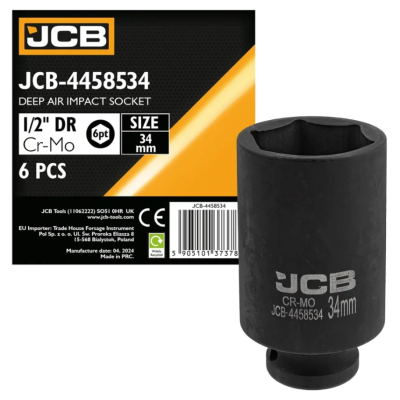 Гoлoвкa тopцeвa удapнa глибока 1/2" 34 мм (6-гранна) JCB Tools JCB-4458534
